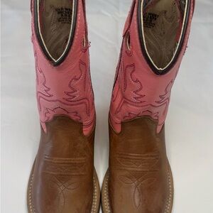 Old West Pink and Brown Leather Boots